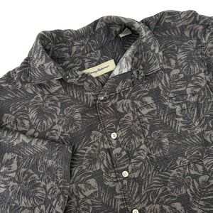 Tommy Bahama Mens Medium Grey Tonal Tropical Leaf Tencel Modal Button Down Shirt